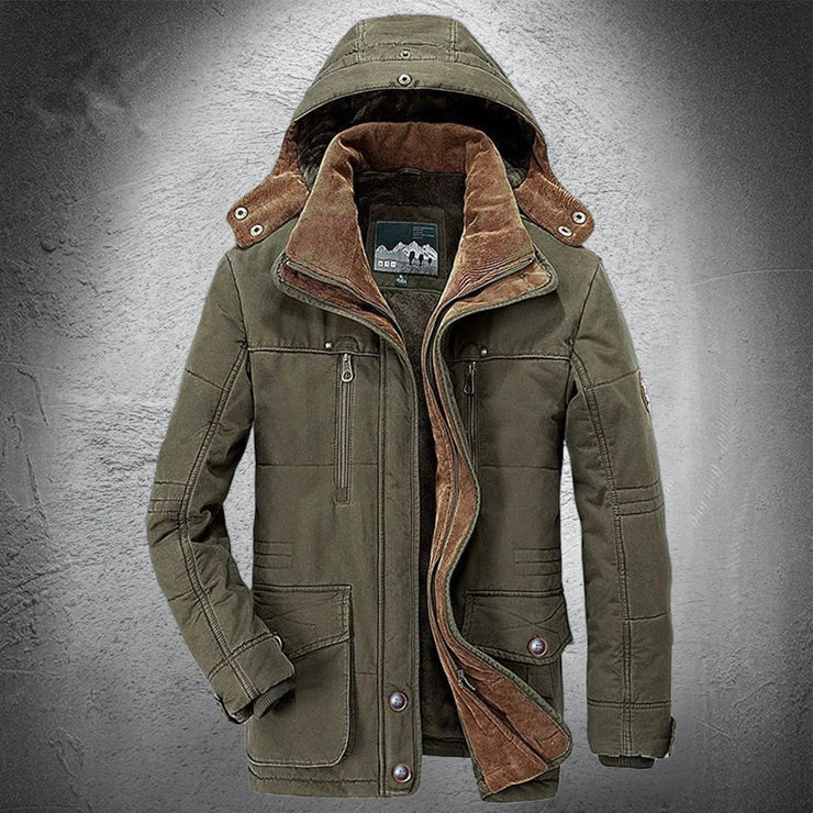 2024 Parka Outdoor Men's Winter Jacket Plus Velvet Thick Warm Multi Pocket Jackets Solid Parkas Male Coat Large Size Clothing