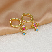 2023 New Fashion Stainless Steel Flower Small Hoop Earrings Women Korean Crystal Zirconia Cartilage Earrings Piercing Jewelry