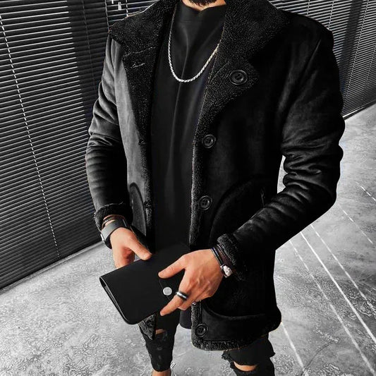 Manteaux pour hommes, vestes épaisses, col rabattu, manches longues, simple boutonnage, régulier, décontracté, mi-long, automne hiver