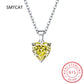 3ct Green Simulated Nano Emerald 925 Sterling Silver Heart Pendant Necklace for Women Gemstones Choker Colar de Prata