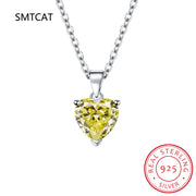3ct Green Simulated Nano Emerald 925 Sterling Silver Heart Pendant Necklace for Women Gemstones Choker Colar de Prata