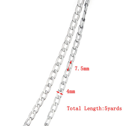 Gold Color Aluminum Chain Roll Curb Chains Flat Unwelded Twisted Link Chain For DIY Necklace Bracelets Jewelry Finding Material