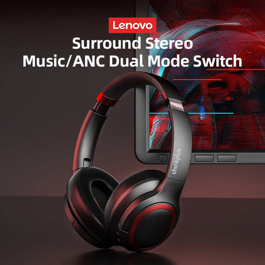 Auriculares inalámbricos Bluetooth originales Lenovo TH40 con sonido estéreo de alta fidelidad, diafragma envolvente, reducción de ruido y micrófono.