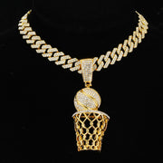D&Z Basketball Pendant  With 13mm Rhinestones Miami Cuban Chain HipHop Iced Out Bling Necklaces Fashion Jewelry For Man Gift