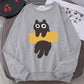 Fun Adhesive Tape Cat Cute Print Cartoons Hoody Men Women Hip Hop Hoodie Autumn New Hoodies O-Neck Loose Clothes Sweatshirts