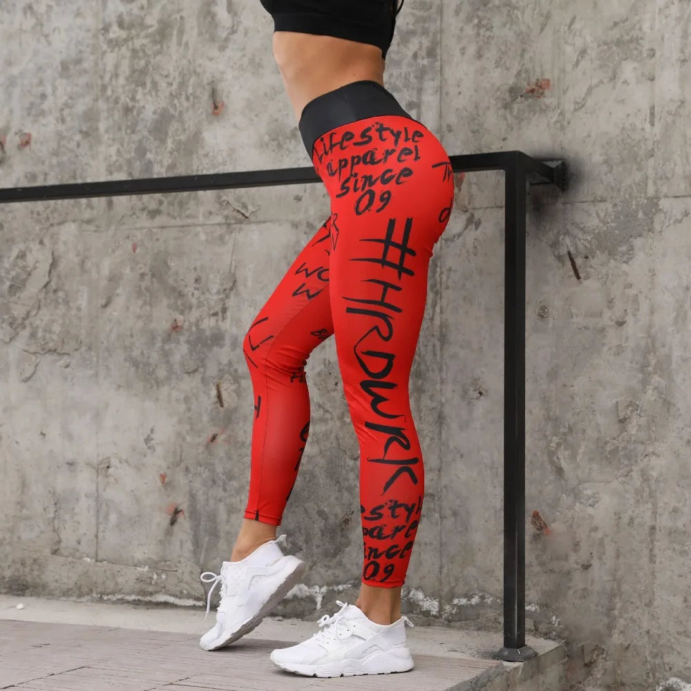 Leggings deportivos con estampado de letras para mujer, pantalones de yoga de cintura alta con efecto push up, mallas para correr y gimnasio