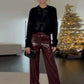 Street Sequin Pants Women Loose High Waist Wide Legs Shiny Trousers Female 2025 Spring Fashion Straight Chic Streetwears Lady