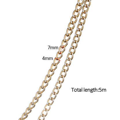 Gold Color Aluminum Chain Roll Curb Chains Flat Unwelded Twisted Link Chain For DIY Necklace Bracelets Jewelry Finding Material