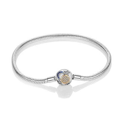 Pulsera de plata de ley 925 con cierre de corazón brillante y cadena de serpiente para mujer, compatible con dijes DIY, cuentas, joyería, regalo