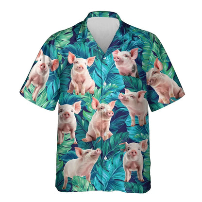 Camiseta divertida para hombre con estampado 3D de cerdo, playera con gráfico de mascota adorable, ropa informal hawaiana para surfear y hacer manga corta.