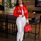 GLCMAYAYA Veste de baseball à manches longues pour femme, streetwear, mode, lettres, PU, ​​patchwork, fermeture éclair, printemps 2023