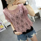 Summer New Crocheted Hollow Lace Shirt Women's Loose Short Short Sleeve T-shirt Top Bottoming Shirt Women's