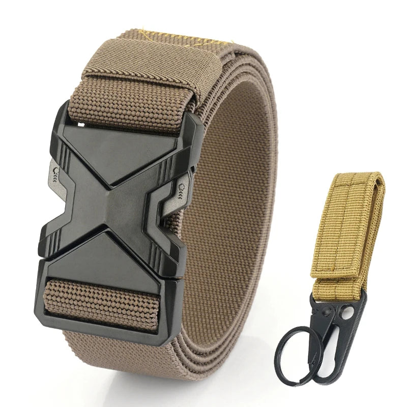HSSEE New 105cm to 125cm Elastic Belt for Men Metal Buckle Quick Release Military Tactical Belt Soft Nylon Casual Belt Male