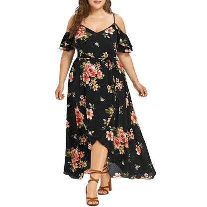 Nuevo vestido informal estampado de moda para mujer, vestido de verano con estampado floral de talla grande, vestido holgado con tirantes para mujer