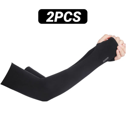 UPF50+ 1Pair Sunscreen Outdoor Sun Protection Arm Sleeves Women Men Sports Football Golf Cooling Sleeve Summer Ice Silk Ridin