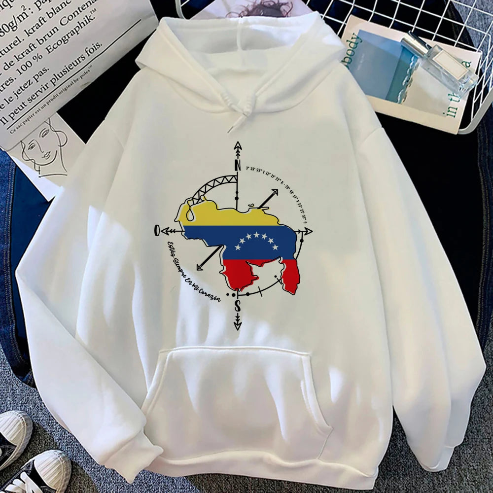 Sudadera con capucha venezolana para mujer, estilo gótico con gráficos de anime Y2K, ropa japonesa para mujer