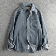 Small Amount of Woven Cotton Corduroy Washed Long sleeve Shirts Men's American vintage Trendy Single Pocket Shirt Outerwear