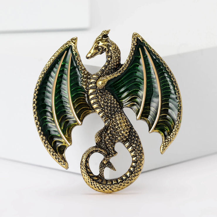 New Enamel Giant Winged Dragon Brooch for Women Unisex Rhinestone Dragon Brooches Event Party Backpack Decoration Clothes Access
