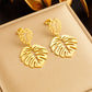 DIEYURO 316L Stainless Steel Gold Color Geometric Drop Earrings For Women Girl Fashion Waterproof Ear Jewelry Gift Party Wedding