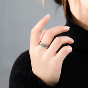 COOLTIME Punk Stainless Steel Wave Rings for Men Landscape Mountain Man Ring Cutout Jewelry Birthday Gift Wedding Trend