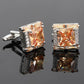 Boutons de manchette de marque de luxe en diamant pour chemises pour hommes, bijoux fantaisie, bouton de manchette en cristal doré de style français