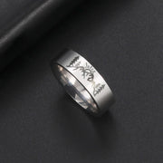 COOLTIME Punk Stainless Steel Wave Rings for Men Landscape Mountain Man Ring Cutout Jewelry Birthday Gift Wedding Trend