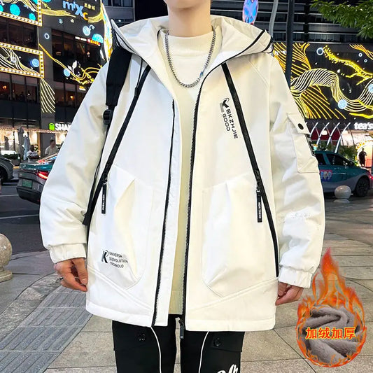 2023 Winter Thicken Fleece Hooded Jackets Mens Waterproof Warm Coats Windbreaker Outwear Males Outdoor