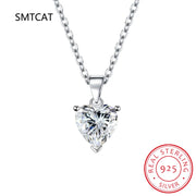 3ct Green Simulated Nano Emerald 925 Sterling Silver Heart Pendant Necklace for Women Gemstones Choker Colar de Prata