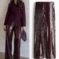 Street Sequin Pants Women Loose High Waist Wide Legs Shiny Trousers Female 2025 Spring Fashion Straight Chic Streetwears Lady