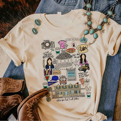 Camiseta Gilmore Girls para mujer, divertida camiseta urbana de cómic, ropa de diseñador Y2K para niña
