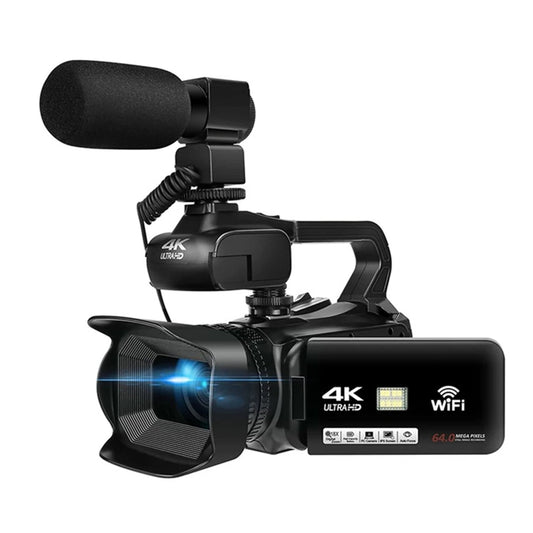 Videocámara 4K para YouTube, cámara de vídeo digital para transmisión en vivo, cámara web WiFi de 18X y 64 MP, grabadora de vlogs, pantalla giratoria de 4 pulgadas