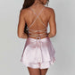 Women Tie-Up Romper Sling Backless Bandage Cross Jumpsuits Fashion Sleeveless Satin Playsuits Summer Streetwear Outerwear