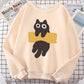 Fun Adhesive Tape Cat Cute Print Cartoons Hoody Men Women Hip Hop Hoodie Autumn New Hoodies O-Neck Loose Clothes Sweatshirts