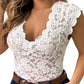 V-neck Sleeveless Tunic Top See-through Floral Lace Hollow Summer Blouse Streetwear