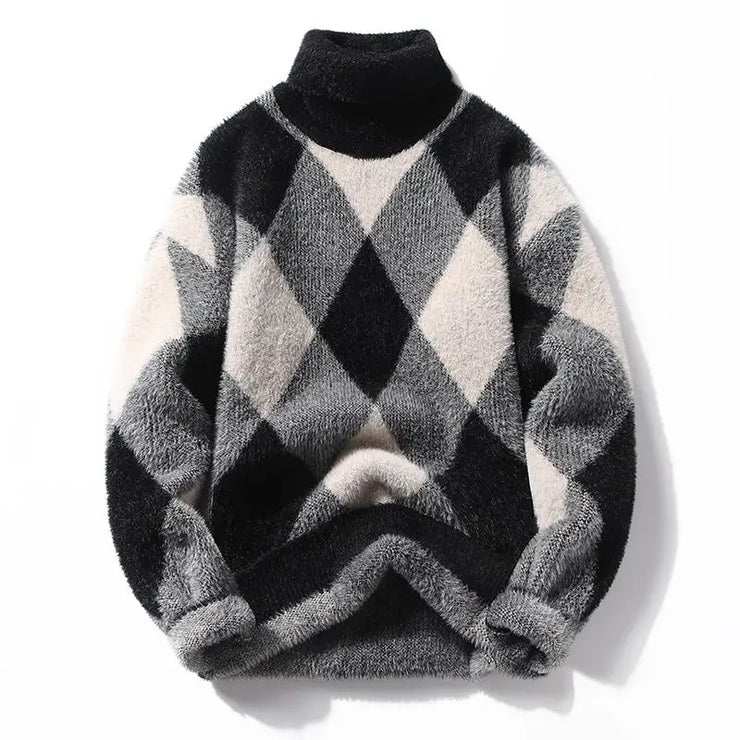 Winter KPOP Fashion Style Harajuku Slim Fit Tops Loose Casual All Match Knitwear Half High Collar Insert Long Sleeve Sweaters