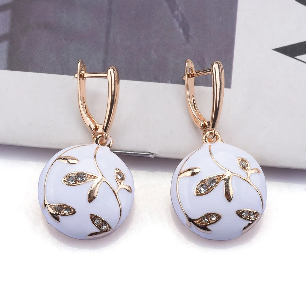 2025 New Fashion Black White Enamel Drip Oil Metal Alloy Hanging Earrings Women Indian Statement Vintage Earring Jewelry