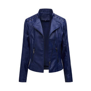 Cross-border European Style New Women's Genuine Leather Cropped Jacket Slimming Effective For Casual Fashion Motorcycle Clothing