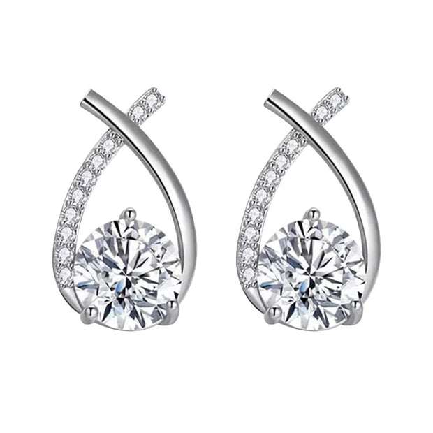 SKEDS Fashion Cross Stud Earrings For Women Girls Korean Style Elegant Crystal Jewelry Ear Rings Fishtail Lady Earrings Gift
