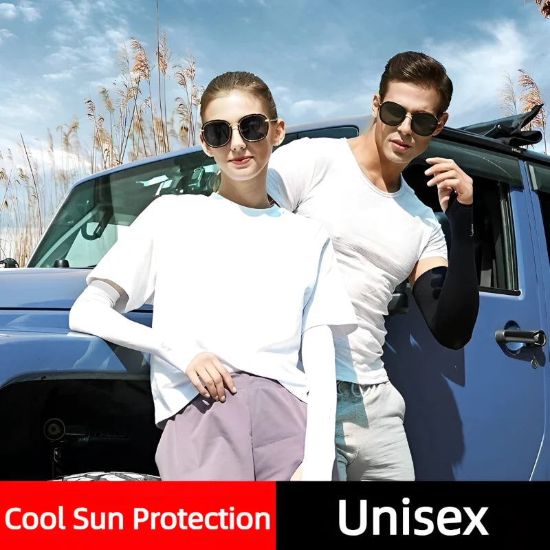 UPF50+ 1Pair Sunscreen Outdoor Sun Protection Arm Sleeves Women Men Sports Football Golf Cooling Sleeve Summer Ice Silk Ridin