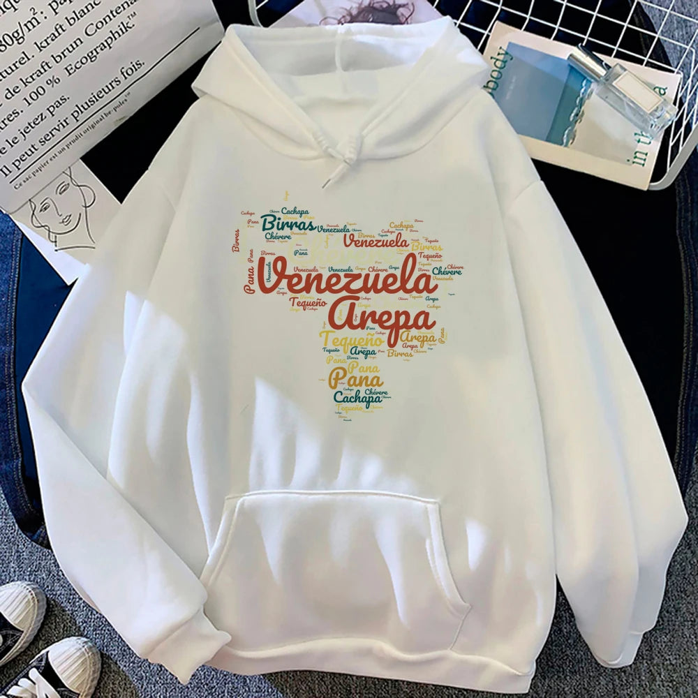 Sudadera con capucha venezolana para mujer, estilo gótico con gráficos de anime Y2K, ropa japonesa para mujer