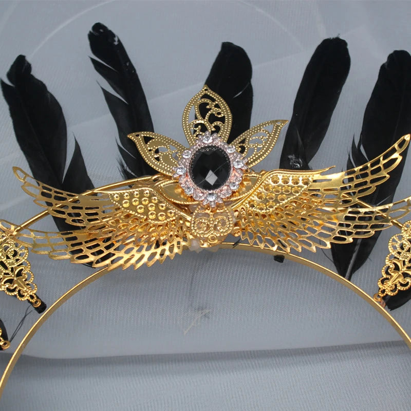 Diadema gótica Lolita con halo, diadema barroca de reina y princesa, diadema de diosa del sol y diablo, accesorios para el cabello punk de Halloween