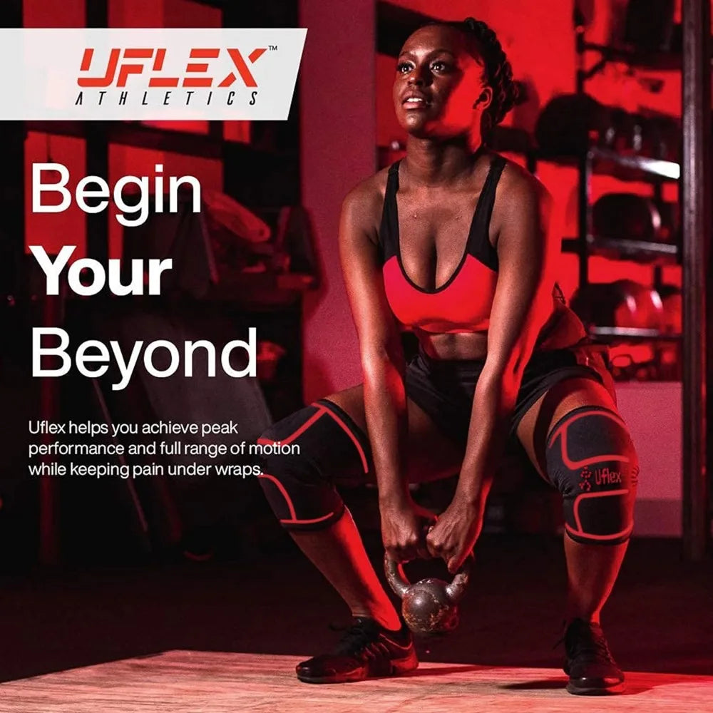 UFlex Athletics Knee Compression Sleeve Support for Women and Men Knee Brace for Pain Relief Fitness Weightlifting Hiking Sports