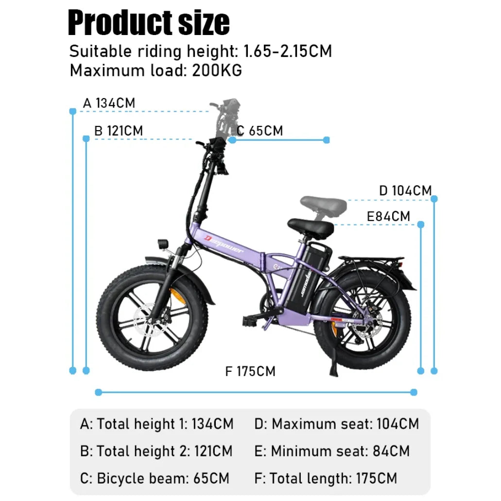 DEEPOWER G22 Electric Bicycle 2000W 48V 35AH 20Inch Fat Tire Electric Bike Folding Mountain Ebike Outdoor Adult Off-Road Bicycle