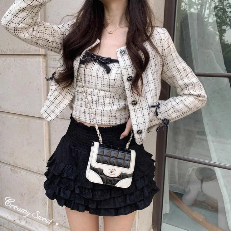 Y2k Skirts Women Lolita All-match Fashion Harajuku Dating Balletcore Sexy Hotsweet Tierred Elastic Waist Mini Faldas College Ins