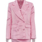 Clacive Fashion Loose Pink Satin 2 Piece Sets Women Outfit 2024 Elegant Long Sleeve Blazer With Mid Waist Mini Skirts Set Female