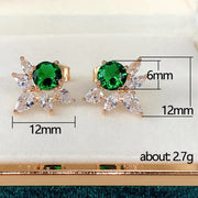 1 Pair Embellished With Green Emerald Stone CZ Stud Earrings For Women Wedding Jewelry Engagement Gift Fashion Earrings