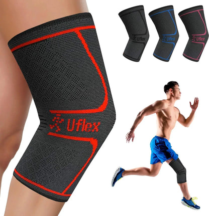UFlex Athletics Knee Compression Sleeve Support for Women and Men Knee Brace for Pain Relief Fitness Weightlifting Hiking Sports