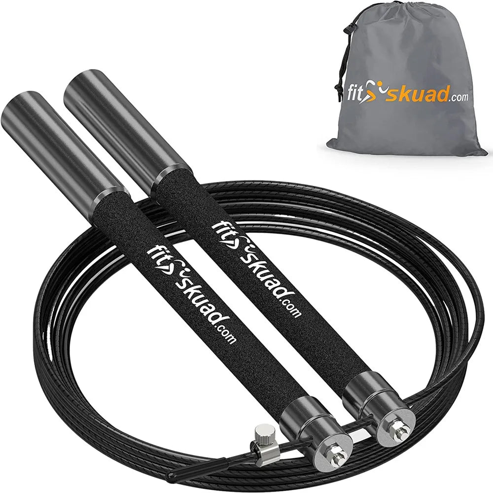 Cuerda de saltar Fitskuad Speed, resistente, ajustable, ligera, con asas de aluminio macizo y rodamientos de bolas, suave para CrossFit.