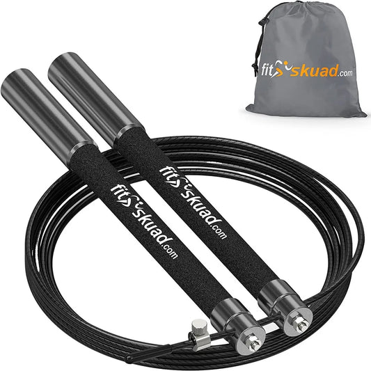 Cuerda de saltar Fitskuad Speed, resistente, ajustable, ligera, con asas de aluminio macizo y rodamientos de bolas, suave para CrossFit.
