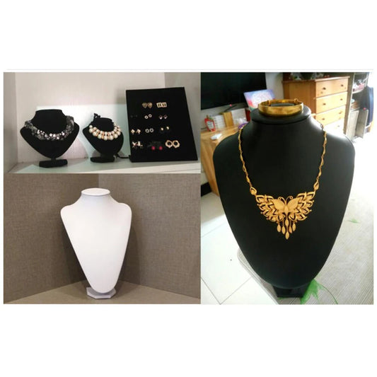 Mini Necklace Easel Jewelry Bust Display Organizer Stand, 5.91 inches 1 Velvet Black